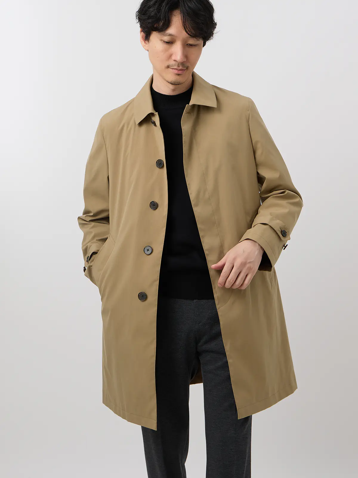 SUIT SQUAREのダントツ撥水 ステンカラーコート(ベージュ)