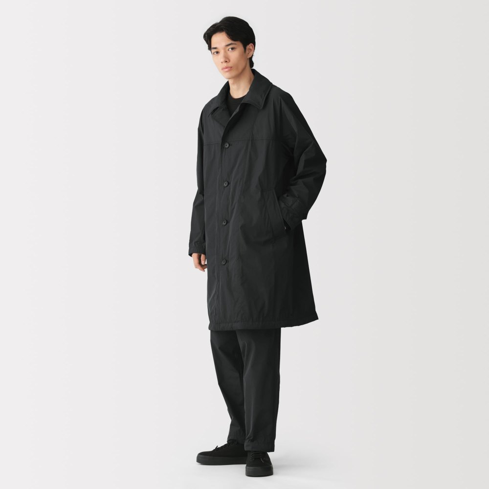 無印良品の紳士 撥水ポリエステルタフタステンカラーコート(黒)