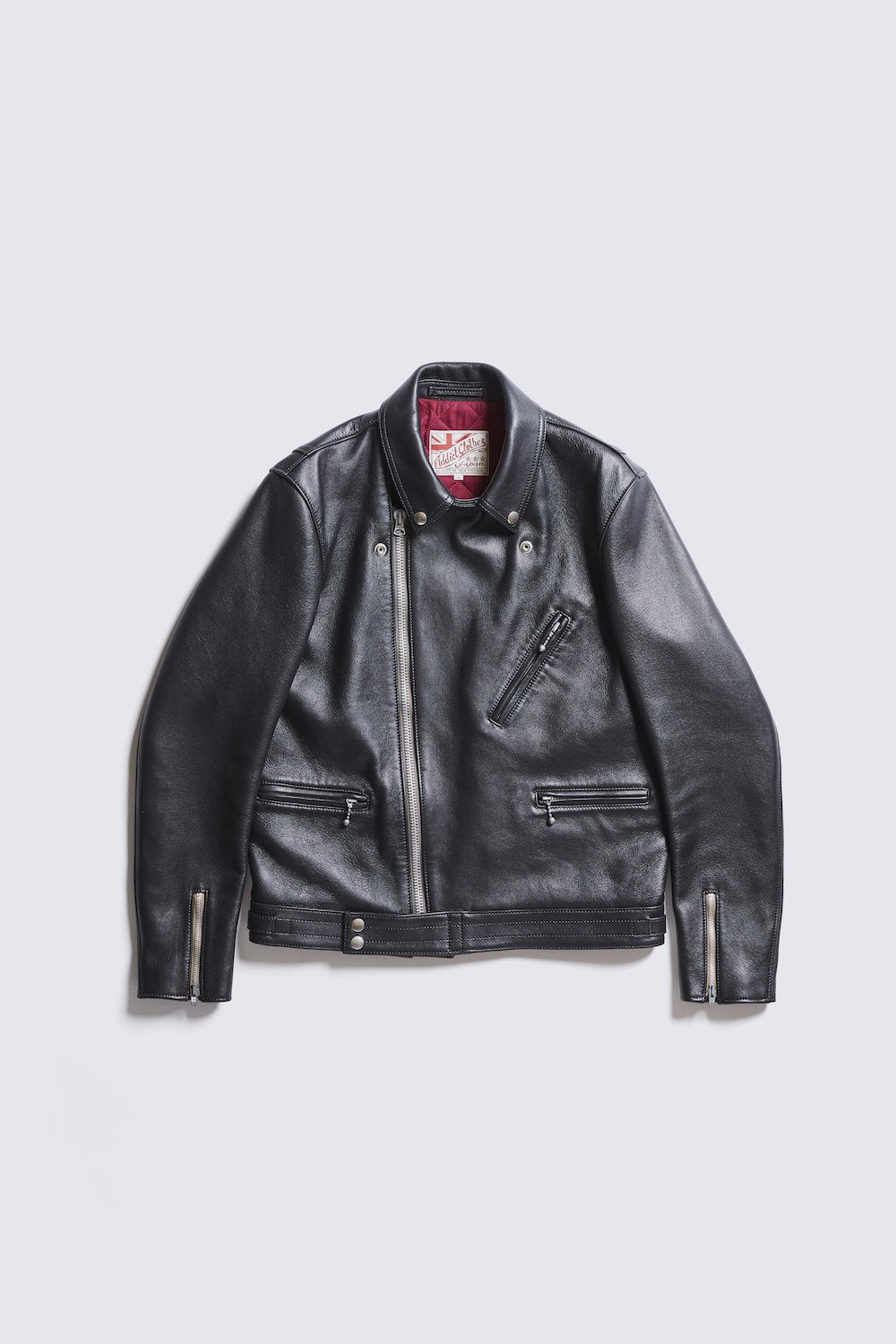 ADDICT CLOTHESのAD-03 BRITISH ASYMMETRY JACKET(羊革・ブラック)