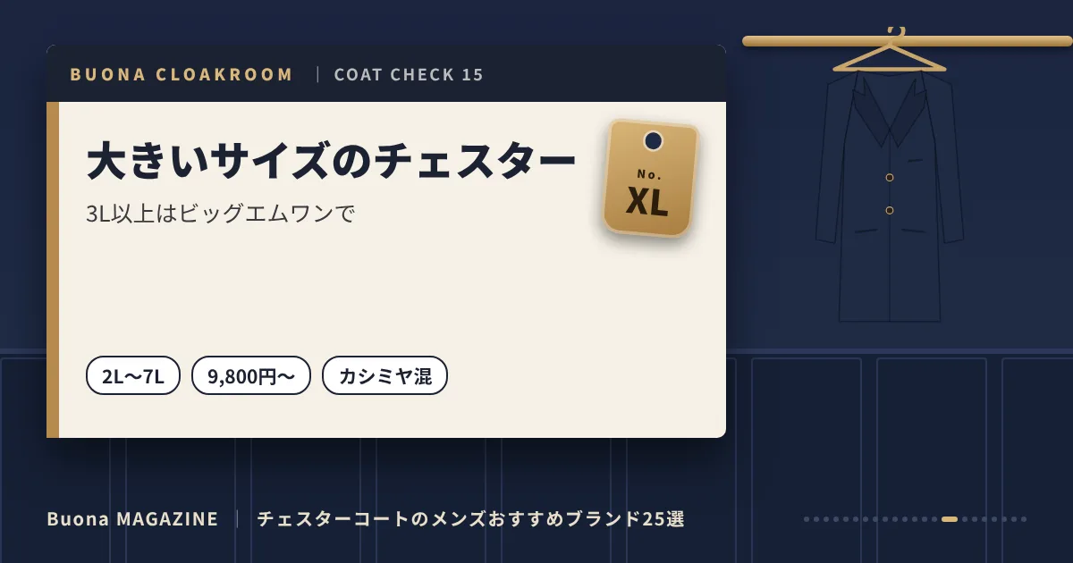 チェスターコートのメンズブランド｜大きいサイズのチェスター