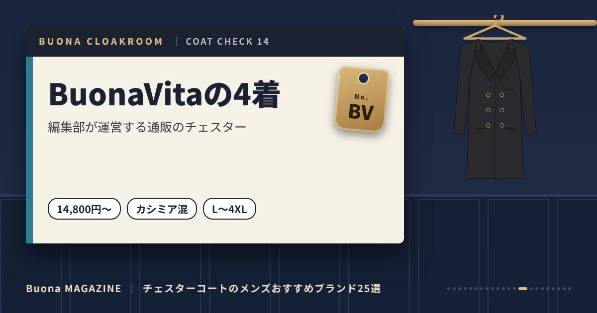 チェスターコートのメンズブランド｜BuonaVitaの4着