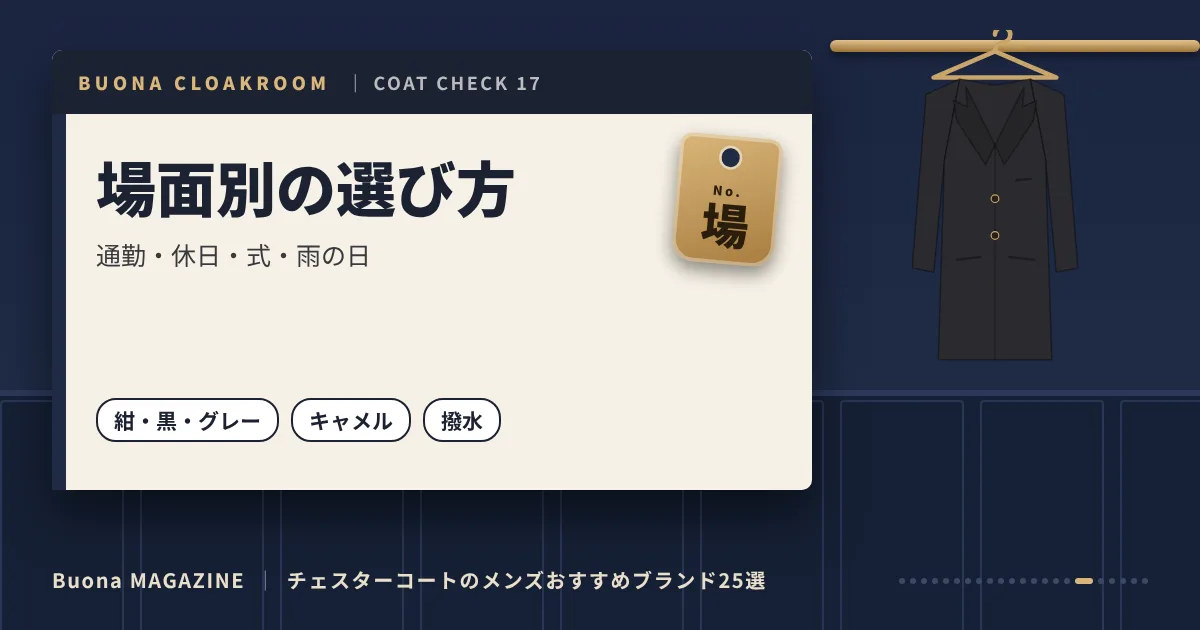 チェスターコートのメンズブランド｜場面別の選び方