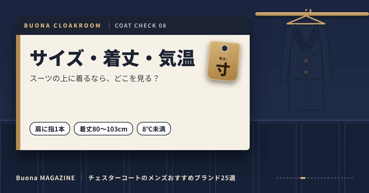 チェスターコートのメンズブランド｜サイズ・着丈・気温