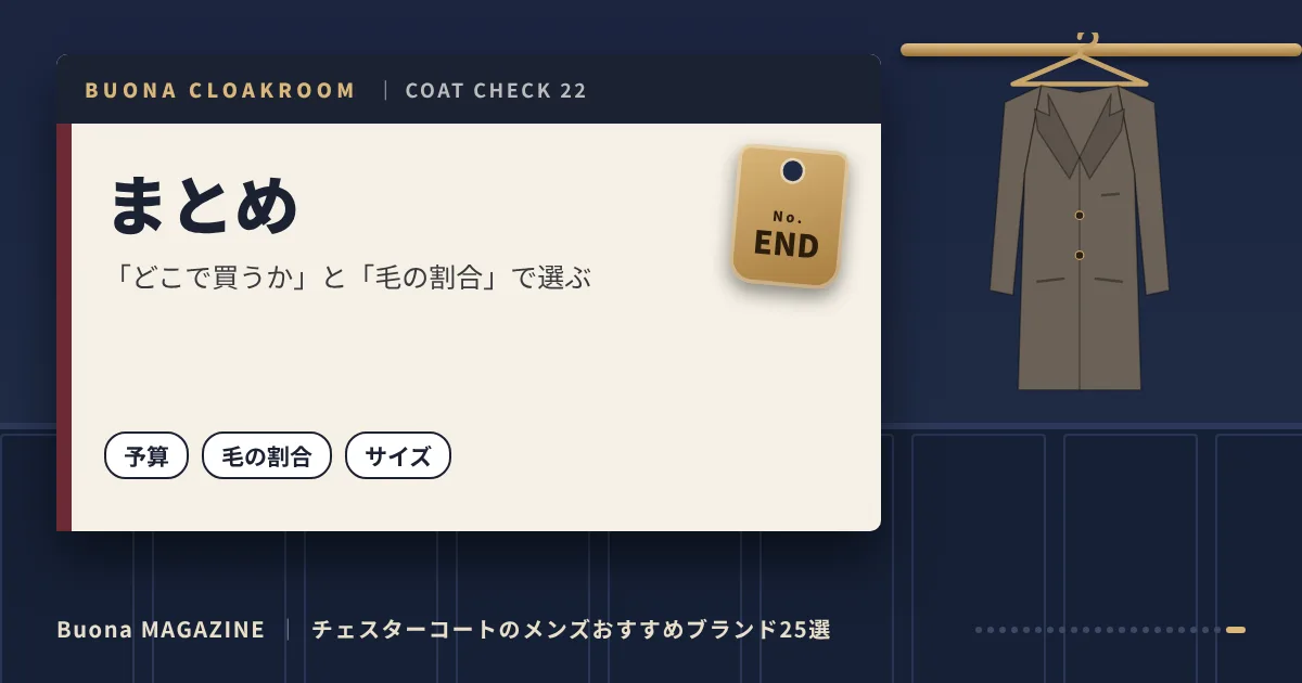 チェスターコートのメンズブランド｜まとめ