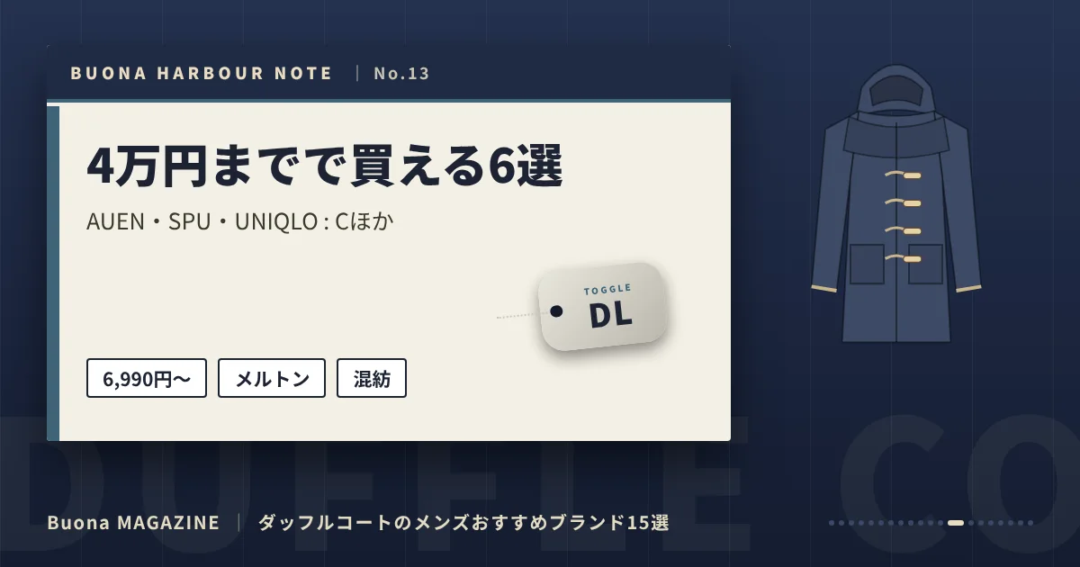 ダッフルコートのメンズブランド｜4万円までで買える6選
