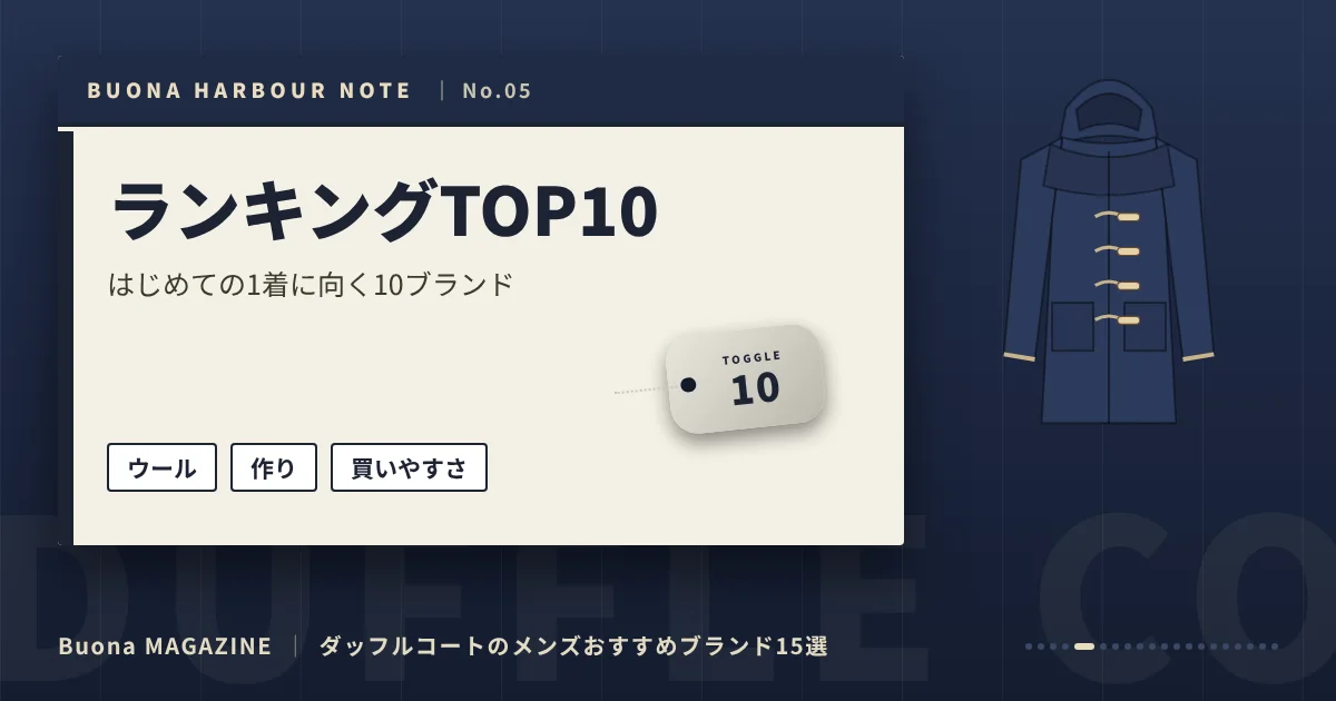 ダッフルコートのメンズブランド｜ランキングTOP10