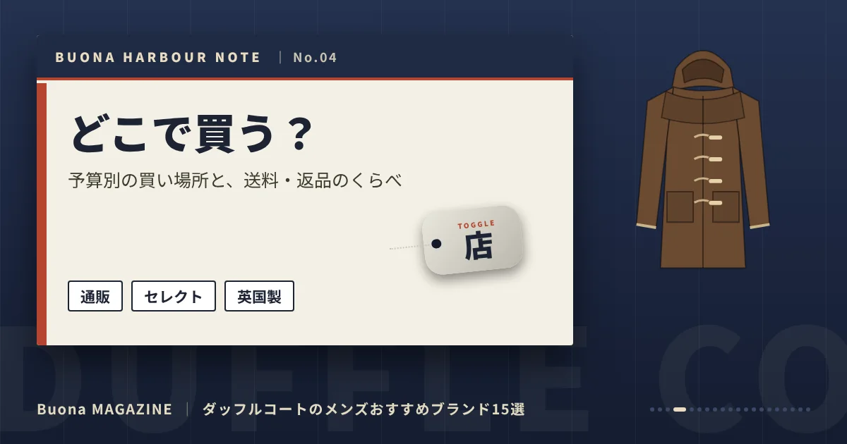 ダッフルコートのメンズブランド｜どこで買う？