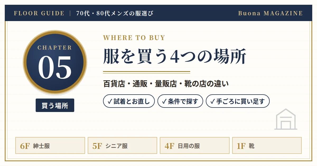 70代・80代の男性の服を買う4つの場所