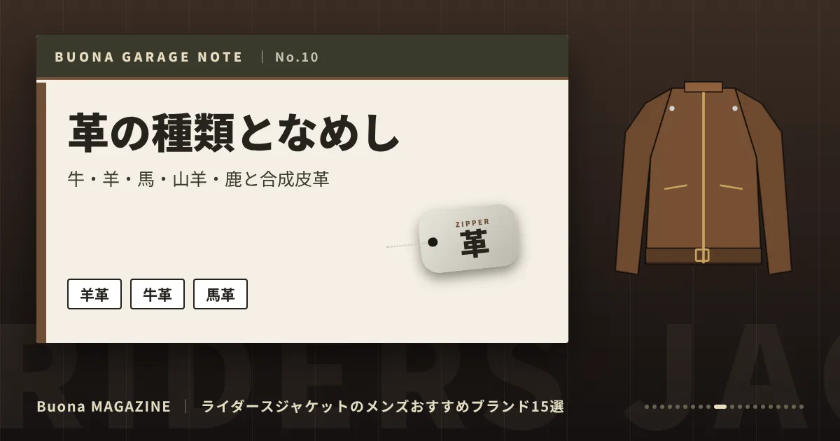 ライダースジャケットのメンズブランド|革の種類となめし