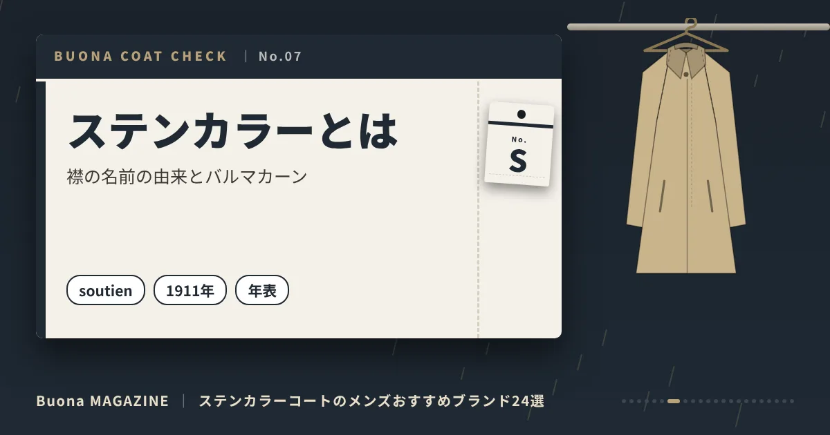 ステンカラーコートのメンズブランド|ステンカラーとは