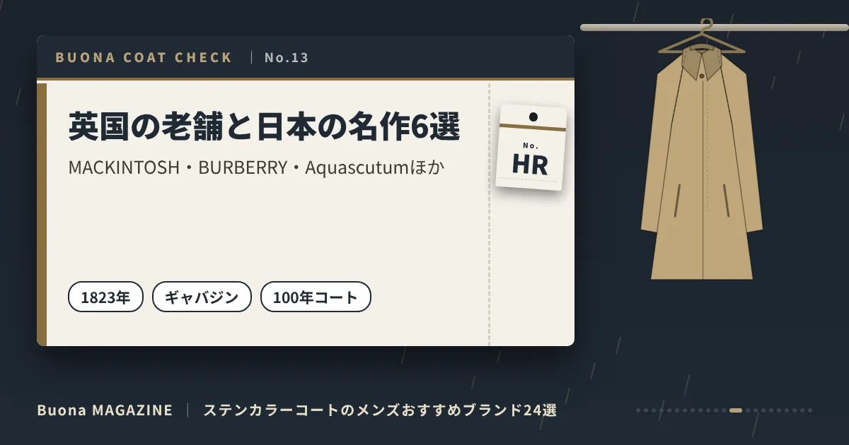 ステンカラーコートのメンズブランド|英国の老舗と日本の名作6選