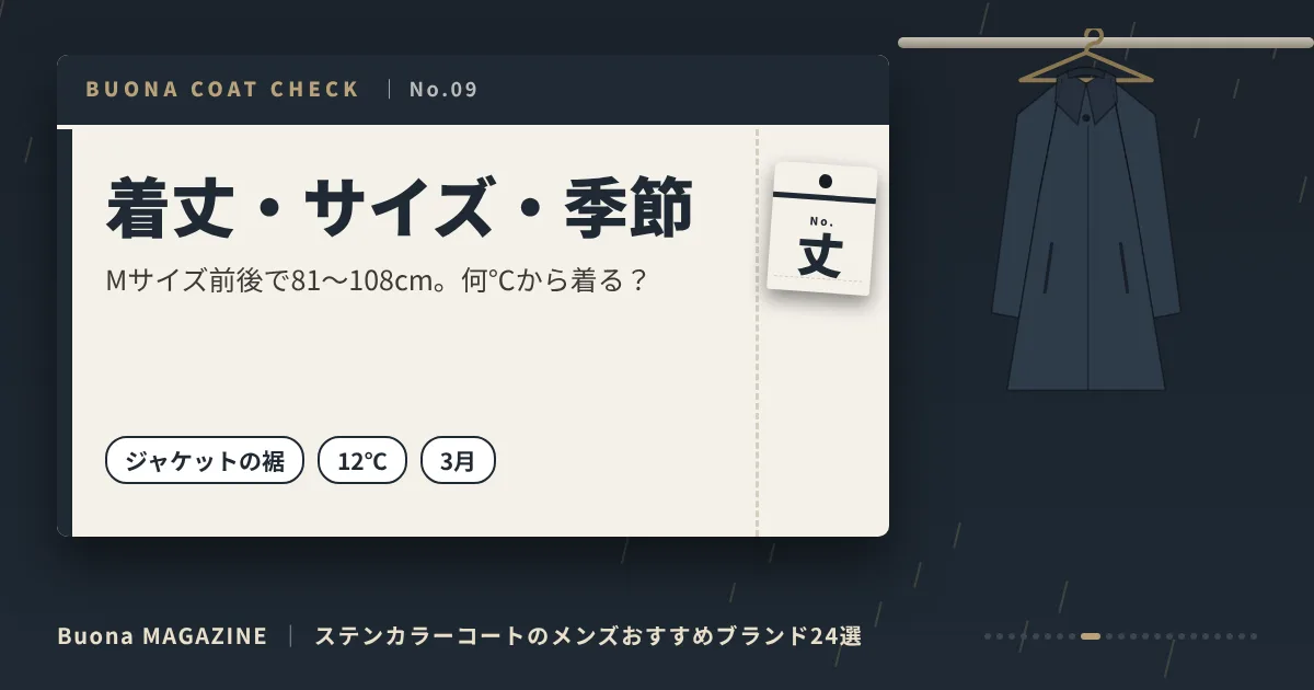 ステンカラーコートのメンズブランド|着丈・サイズ・季節