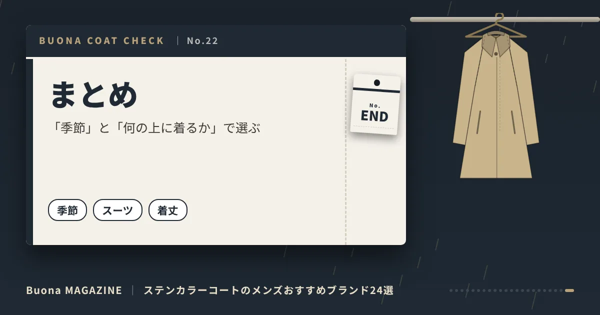 ステンカラーコートのメンズブランド|まとめ