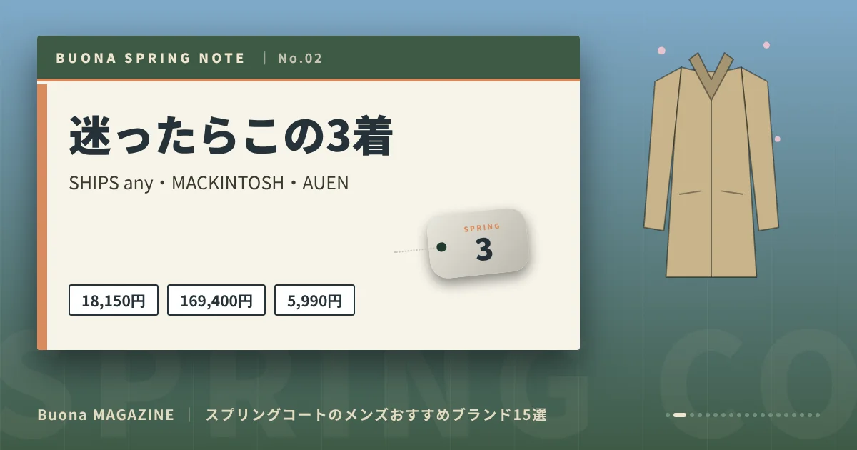 スプリングコートのメンズブランド|迷ったらこの3着