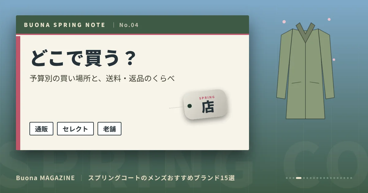 スプリングコートのメンズブランド|どこで買う?