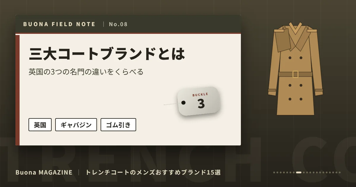 トレンチコートのメンズブランド|三大コートブランドとは
