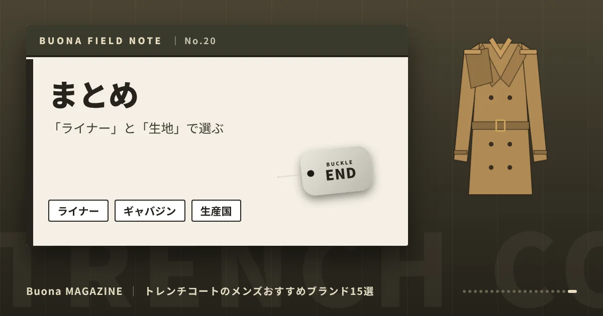 トレンチコートのメンズブランド|まとめ