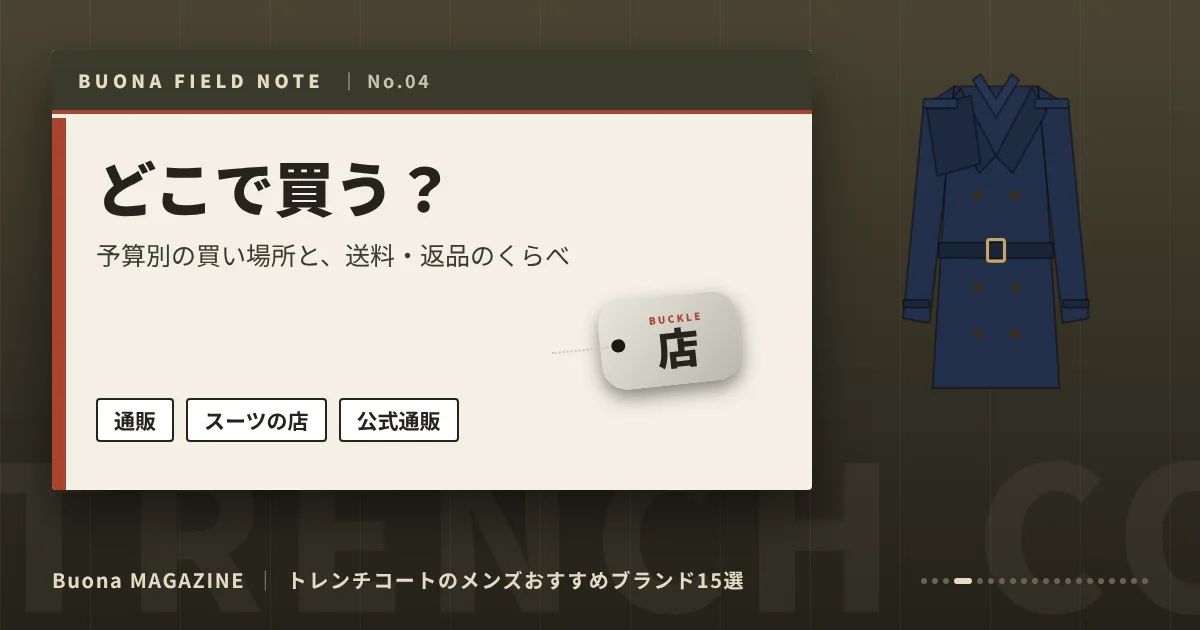 トレンチコートのメンズブランド|どこで買う?